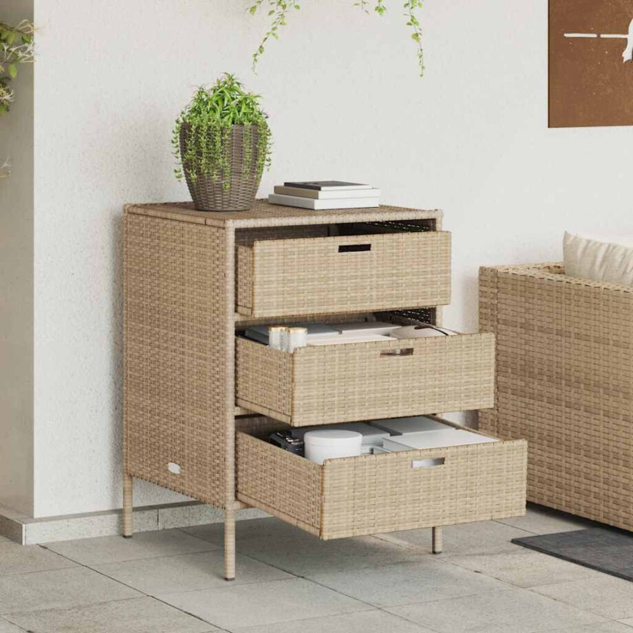 vidaXL Tuinkast 55x59x80 cm poly rattan beige afbeelding 1