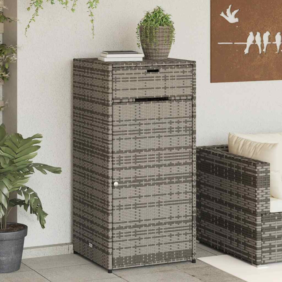 vidaXL Tuinkast 55x55x111 cm poly rattan grijs afbeelding 1