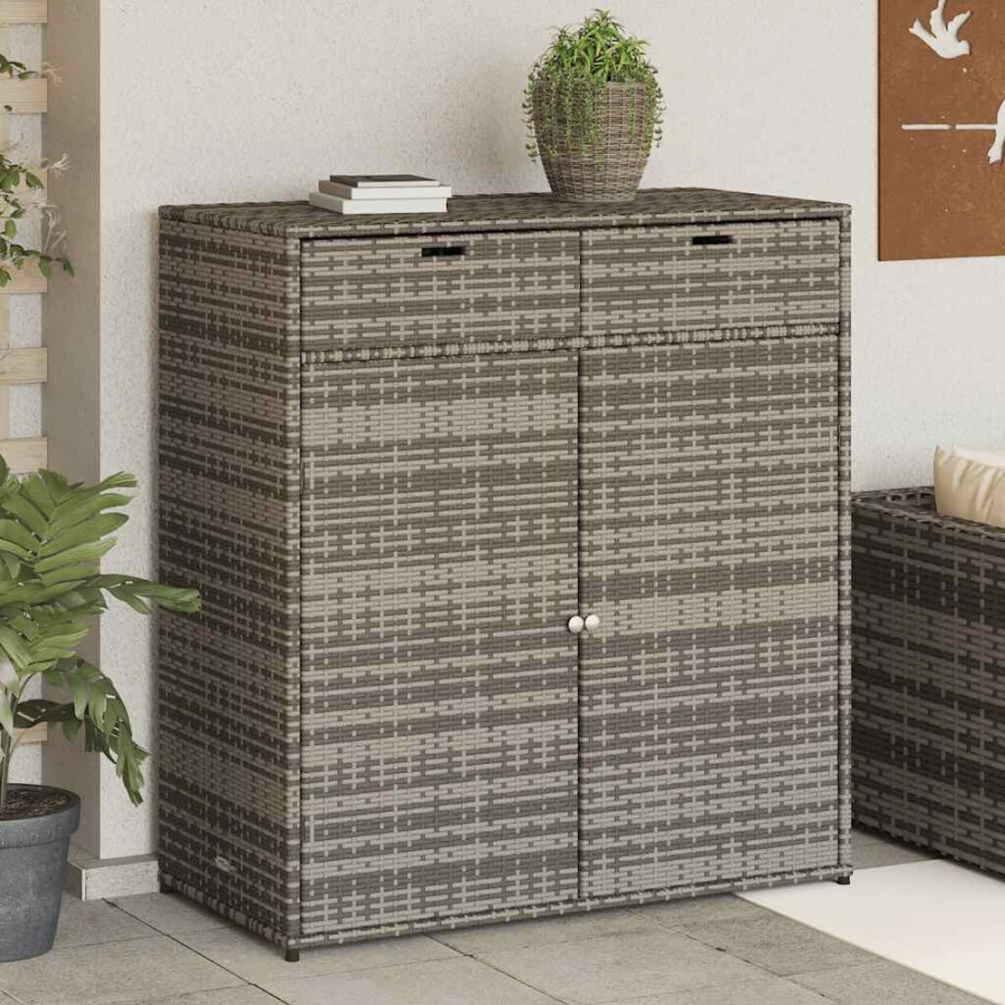 vidaXL Tuinkast 105x55x113 cm poly rattan grijs afbeelding 1