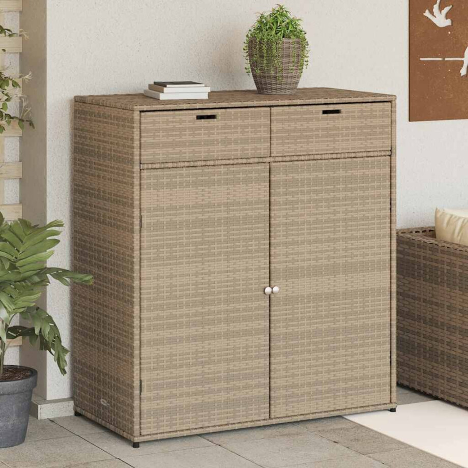 vidaXL Tuinkast 105x55x113 cm poly rattan beige afbeelding 1