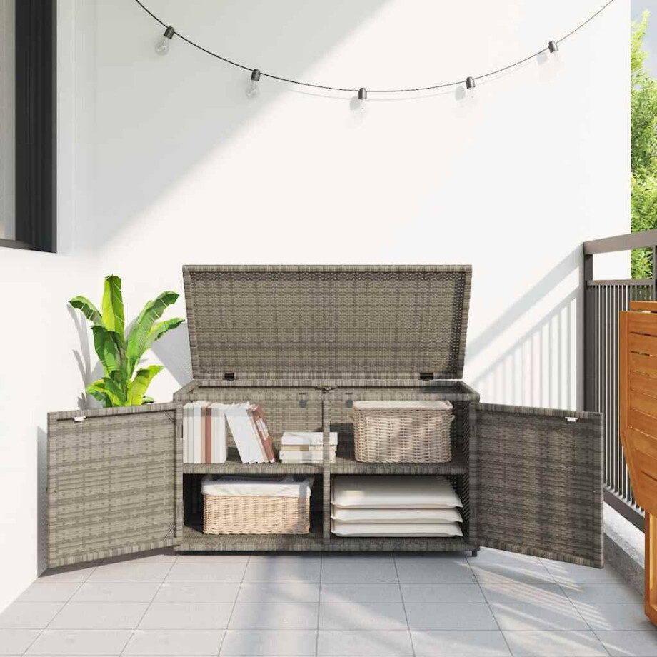 vidaXL Tuinkast 110x55x60,5 cm poly rattan grijs afbeelding 1