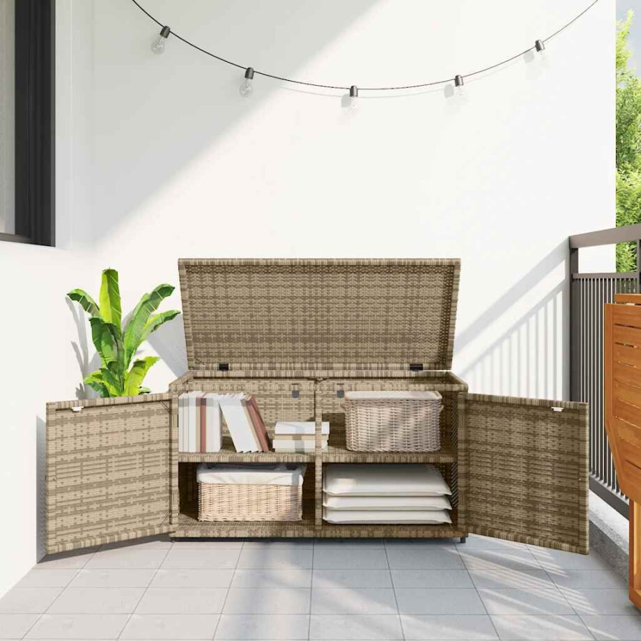 vidaXL Tuinkast 110x55x60,5 cm poly rattan beige afbeelding 1