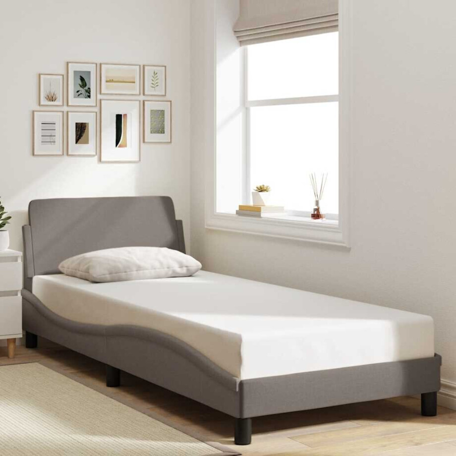 vidaXL Bedframe met hoofdeinde "Dover" 80x200 cm stof taupe afbeelding 1