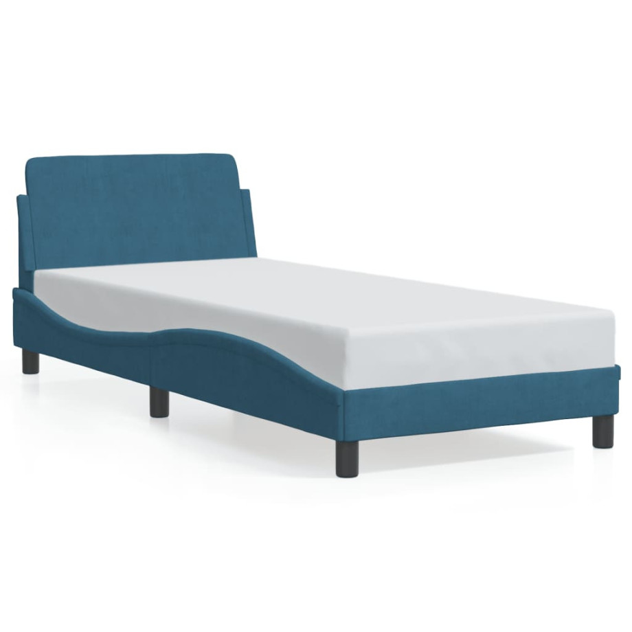 vidaXL Bedframe met hoofdbord fluweel blauw 80x200 cm afbeelding 1