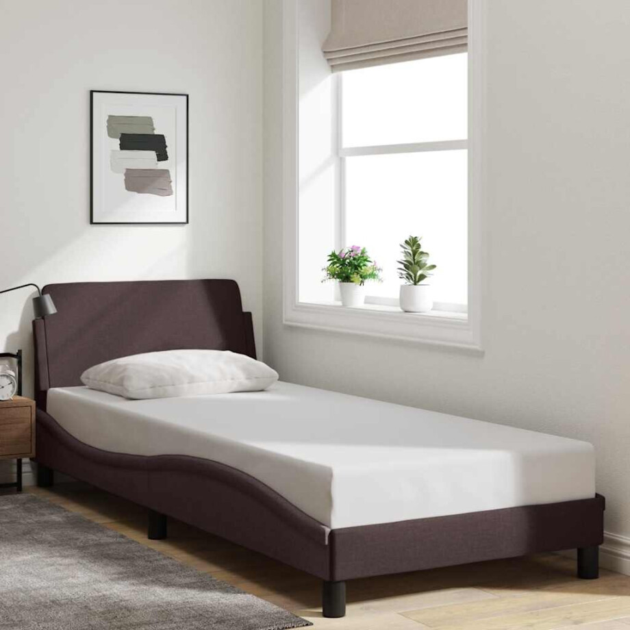 vidaXL Bedframe "Dover" 90x190 cm stof donkerbruin afbeelding 1