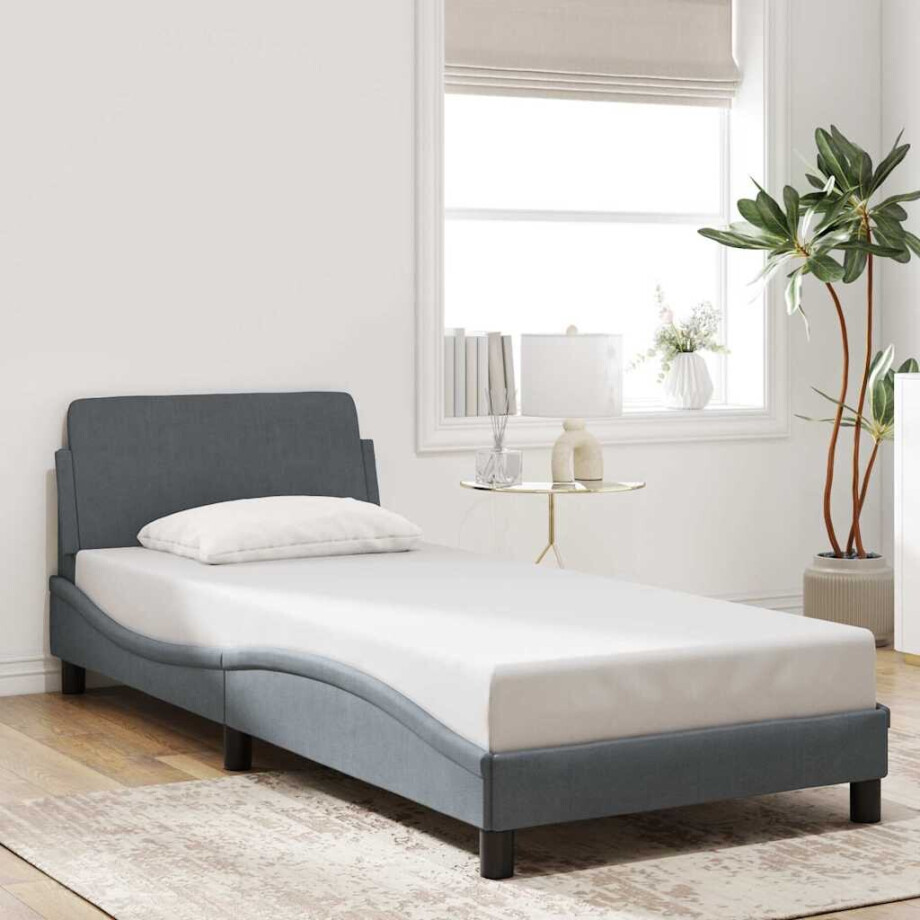 vidaXL Bedframe "Dover" 90x190 cm fluweel donkergrijs afbeelding 1
