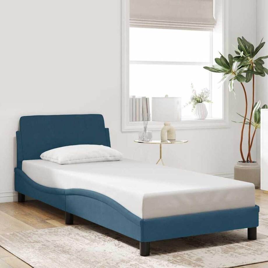 vidaXL Bedframe met hoofdeinde "Dover" fluweel blauw 90x190 cm afbeelding 1