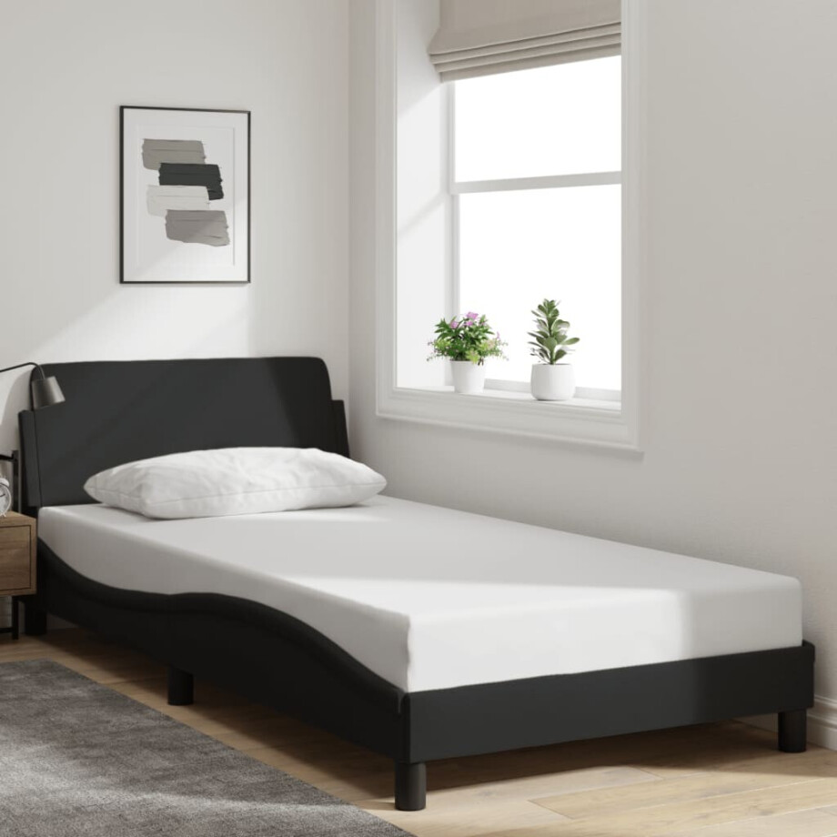 vidaXL Bedframe "Dover" 100x200 cm stof zwart vidaXL Bedframe "Dover" 100x200 cm stof zwart afbeelding 1