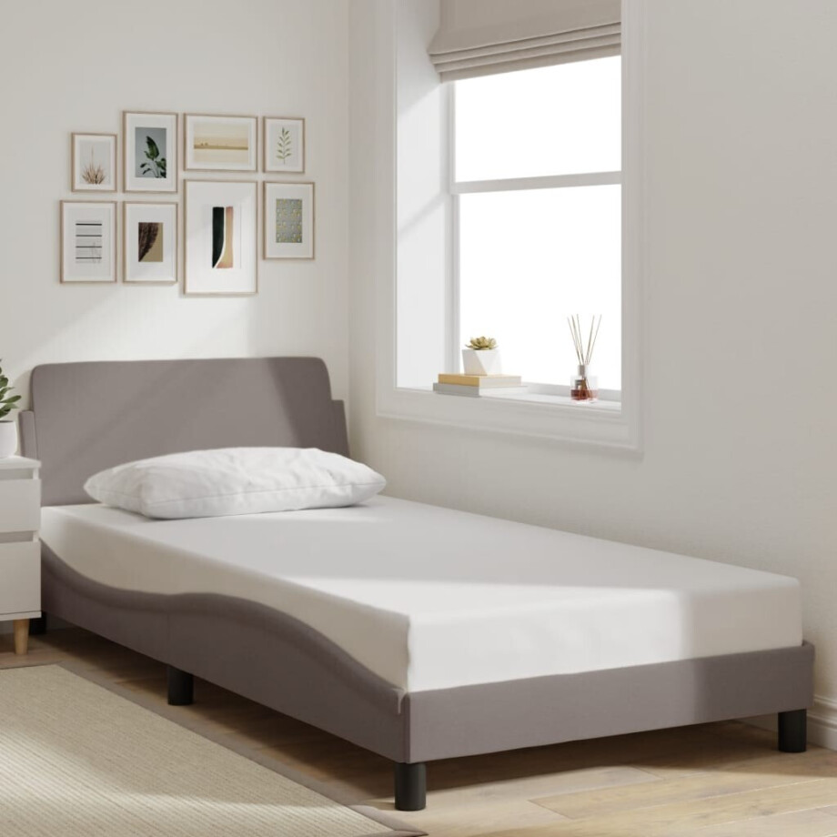 vidaXL Bedframe "Dover" 100x200 cm stof taupe afbeelding 1