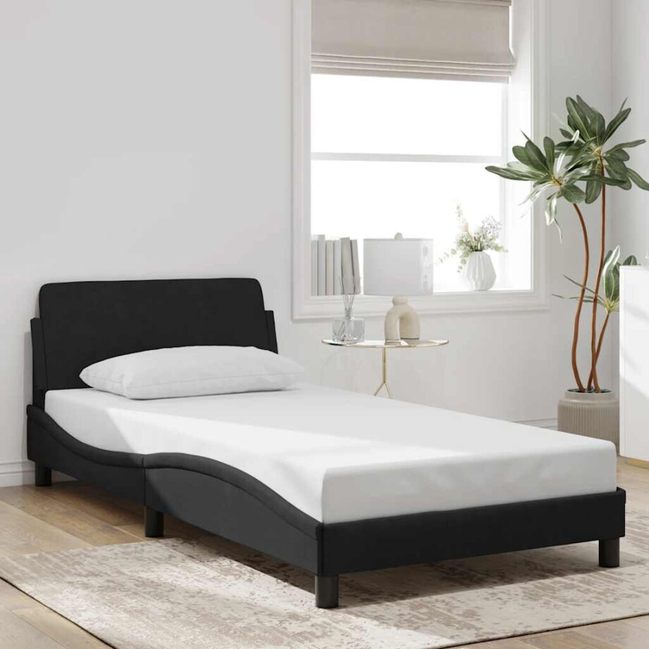vidaXL Bedframe "Dover" 100x200 cm fluweel zwart afbeelding 1