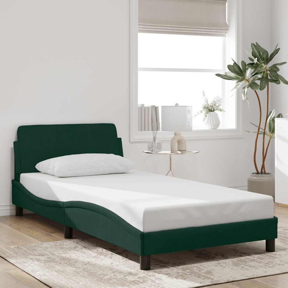 vidaXL Bedframe "Dover" 100x200 cm fluweel donkergroen vidaXL Bedframe "Dover" 100x200 cm fluweel donkergroen afbeelding 1