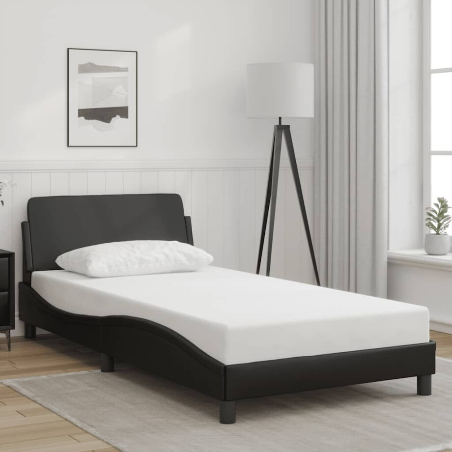 vidaXL Bedframe "Dover" kunstleer zwart 100x200 cm afbeelding 1