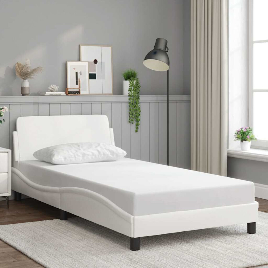 vidaXL Bedframe "Dover" kunstleer wit 100x200 cm afbeelding 1