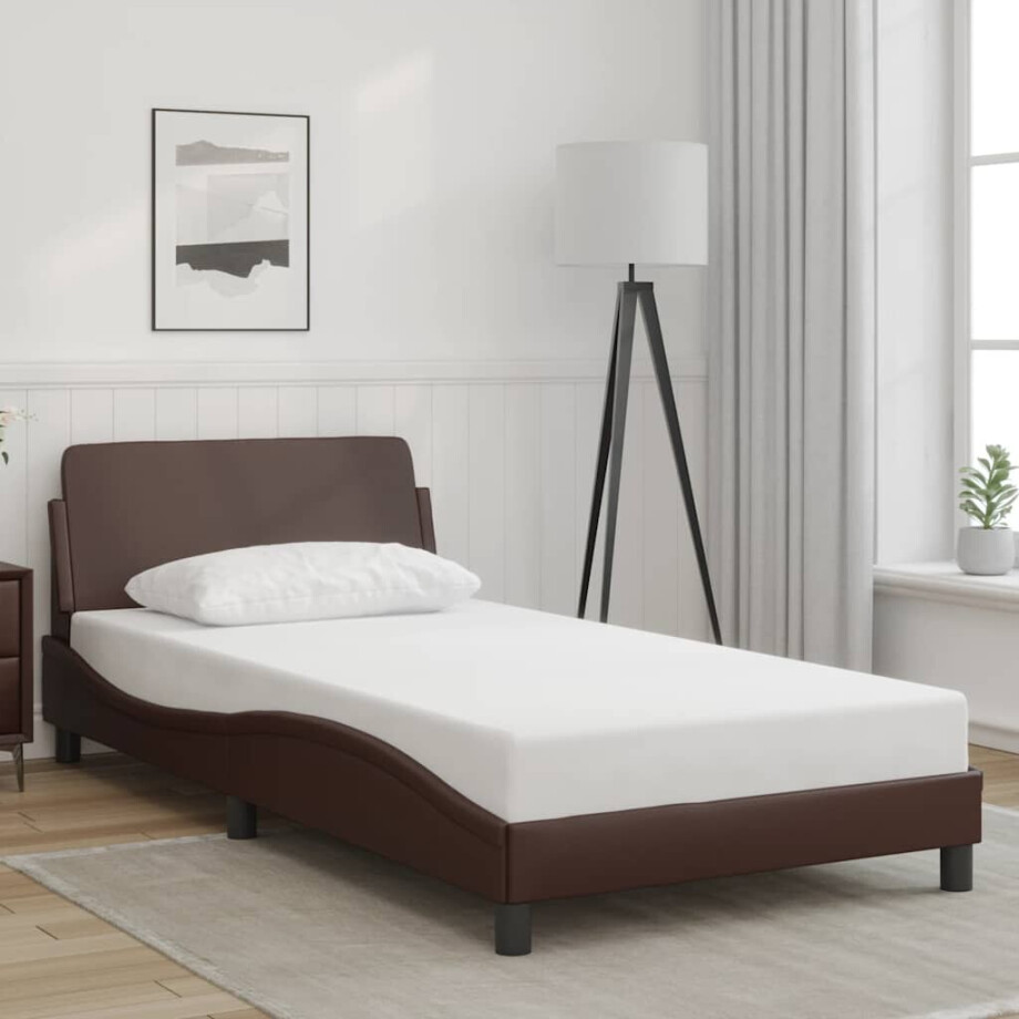 vidaXL Bedframe "Dover" kunstleer bruin 100x200 cm vidaXL Bedframe "Dover" kunstleer bruin 100x200 cm afbeelding 1