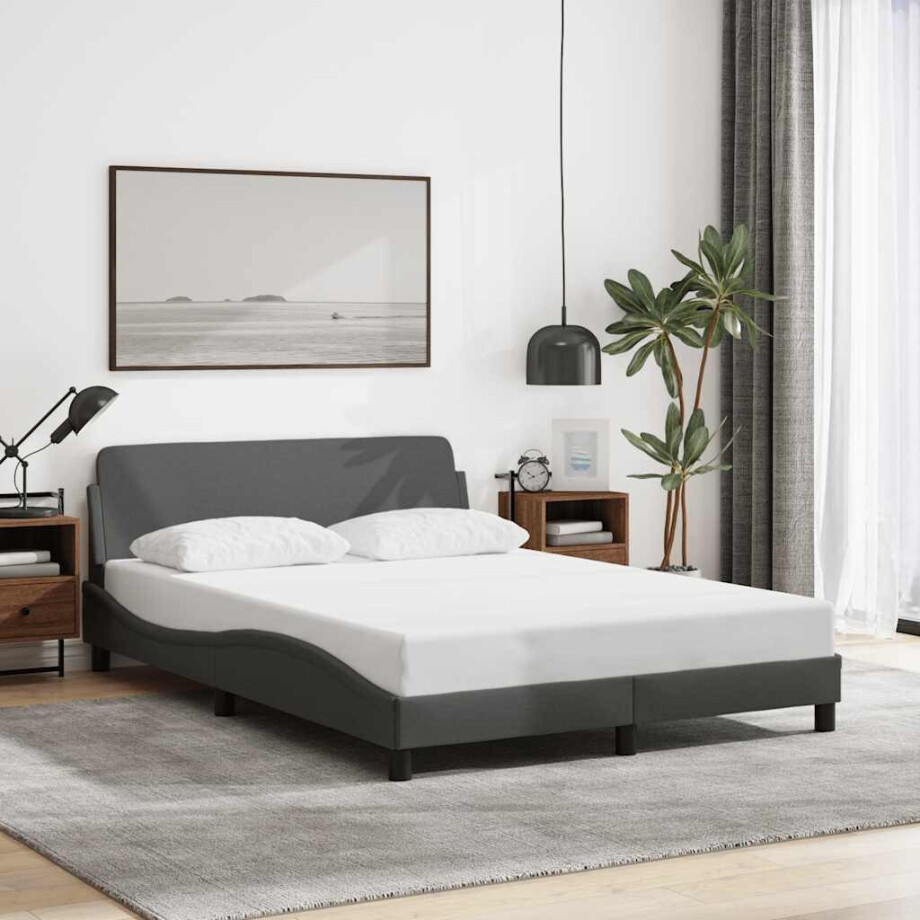 vidaXL Bedframe "Dover" 120x200 cm stof donkergrijs vidaXL Bedframe "Dover" 120x200 cm stof donkergrijs afbeelding 1