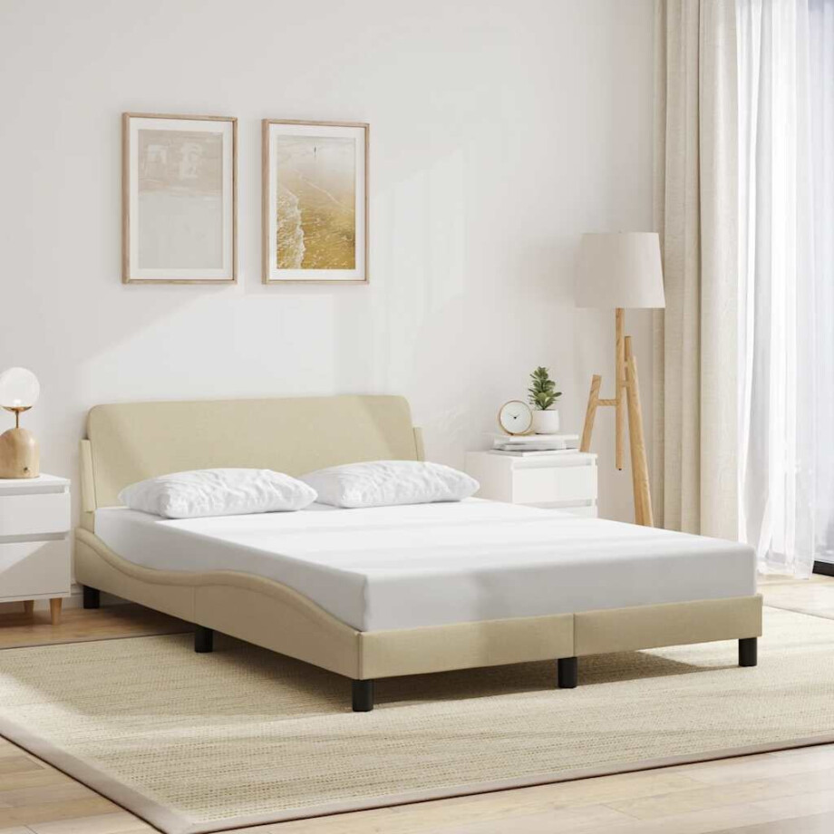 vidaXL Bedframe "Dover" 120x200 cm stof crèmekleurig vidaXL Bedframe "Dover" 120x200 cm stof crèmekleurig afbeelding 1