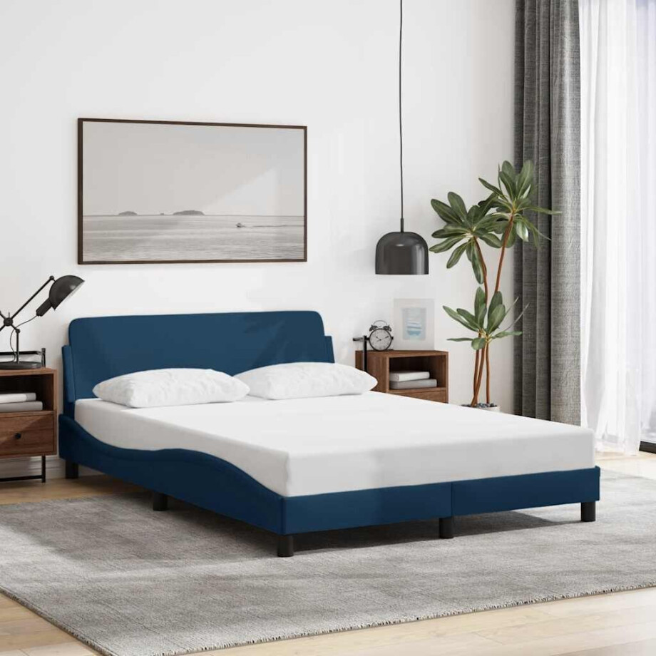 vidaXL Bedframe met hoofdeinde "Dover" 120x200 cm stof blauw afbeelding 1