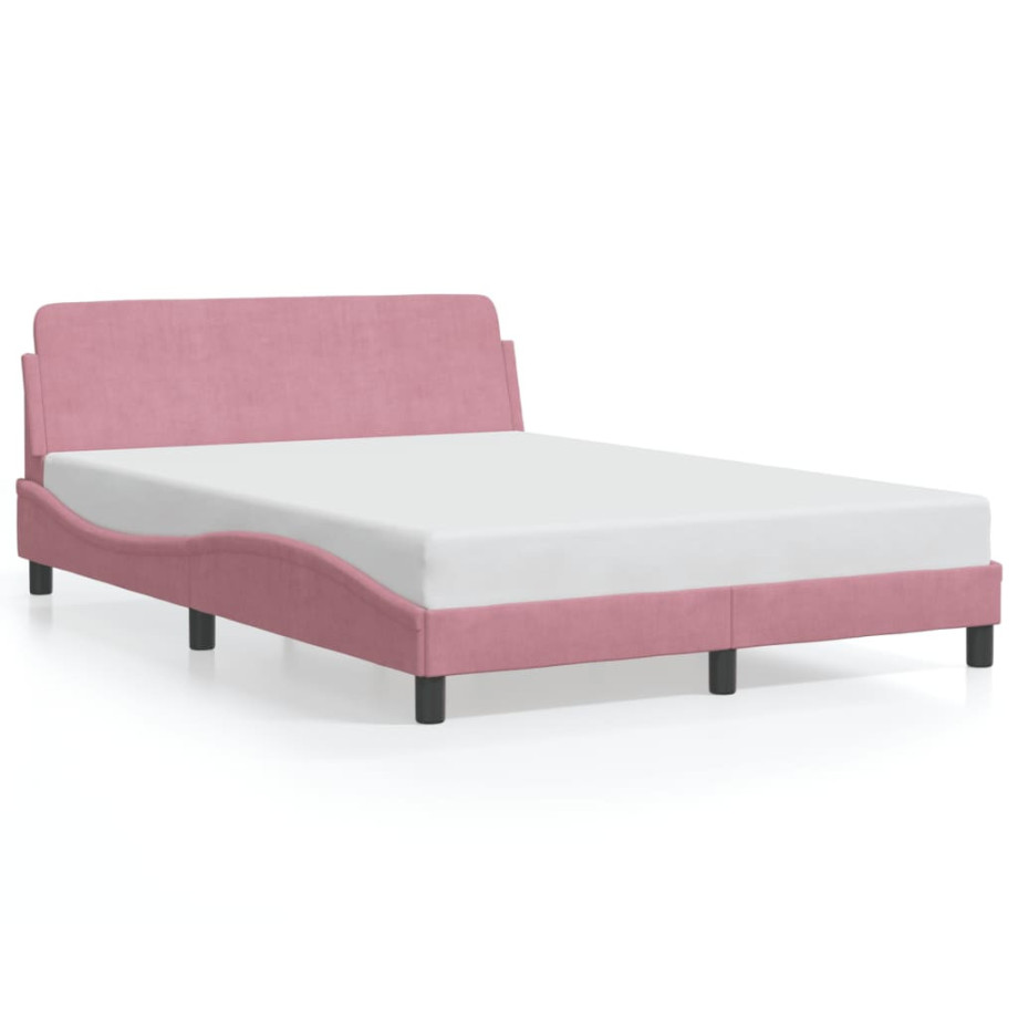 vidaXL Bedframe met hoofdeinde fluweel roze 120x200 cm afbeelding 1