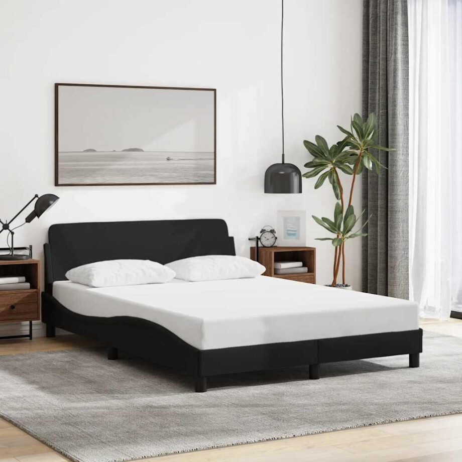 vidaXL Bedframe "Dover" stof zwart 140x190 cm afbeelding 1
