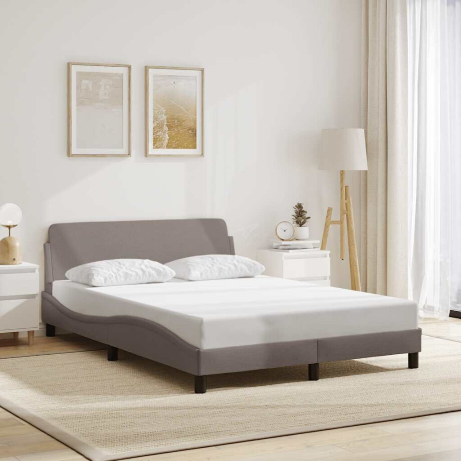 vidaXL Bedframe "Dover" stof taupe 140x190 cm afbeelding 1