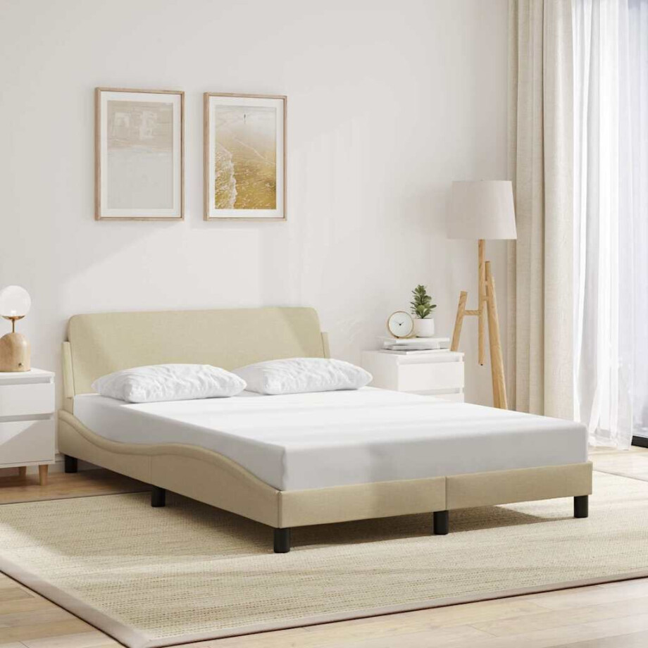 vidaXL Bedframe "Dover" stof crèmekleurig 140x190 cm afbeelding 1