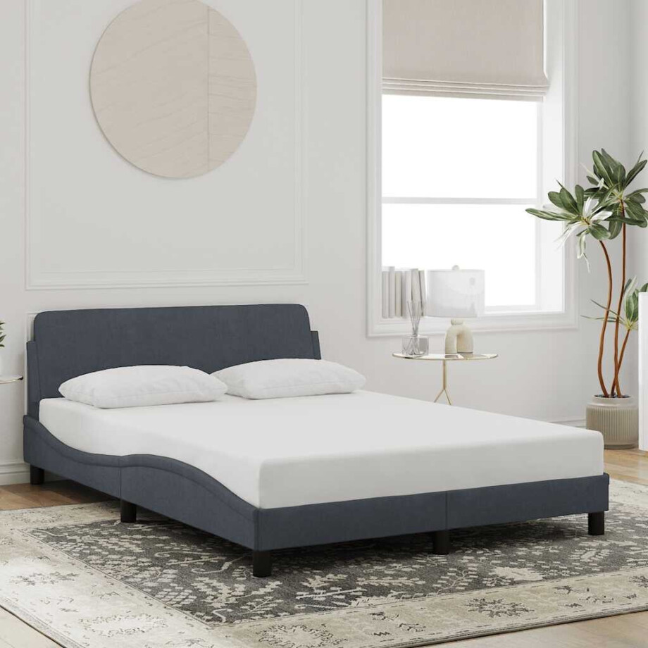 vidaXL Bedframe "Dover" 140x190 cm fluweel donkergrijs afbeelding 1