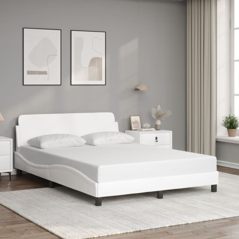 vidaXL Bedframe "Dover" kunstleer wit 140x190 cm afbeelding 1