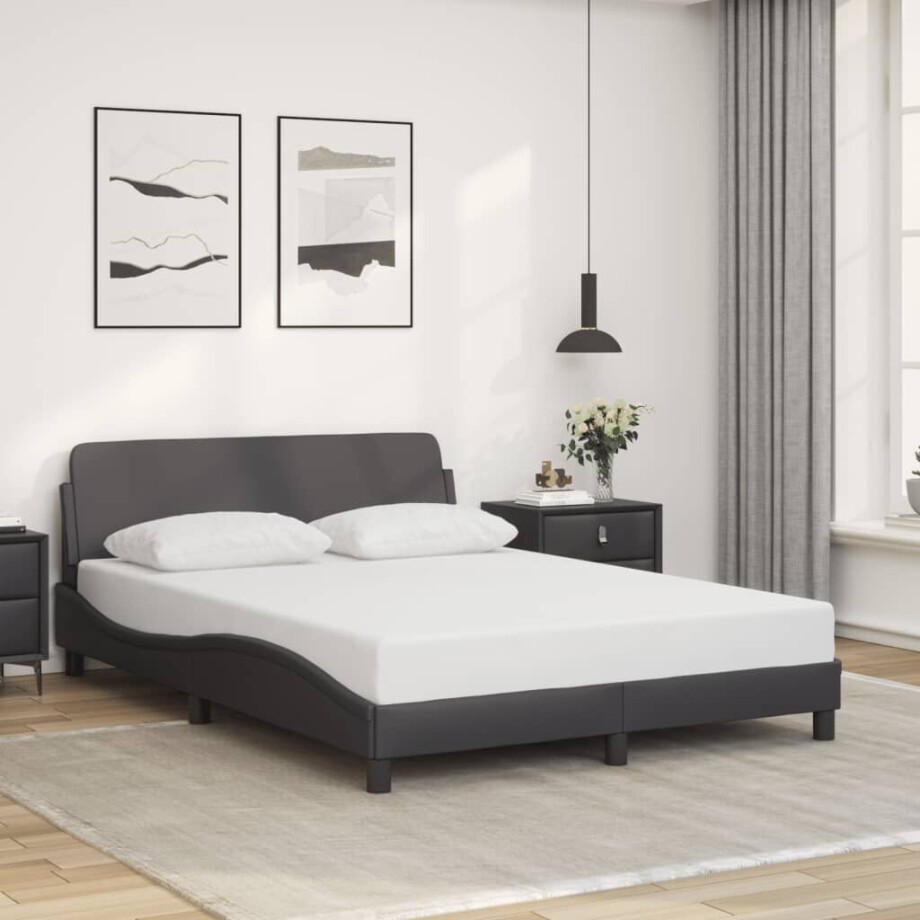 vidaXL Bedframe "Dover" kunstleer grijs 140x190 cm vidaXL Bedframe "Dover" kunstleer grijs 140x190 cm afbeelding 1