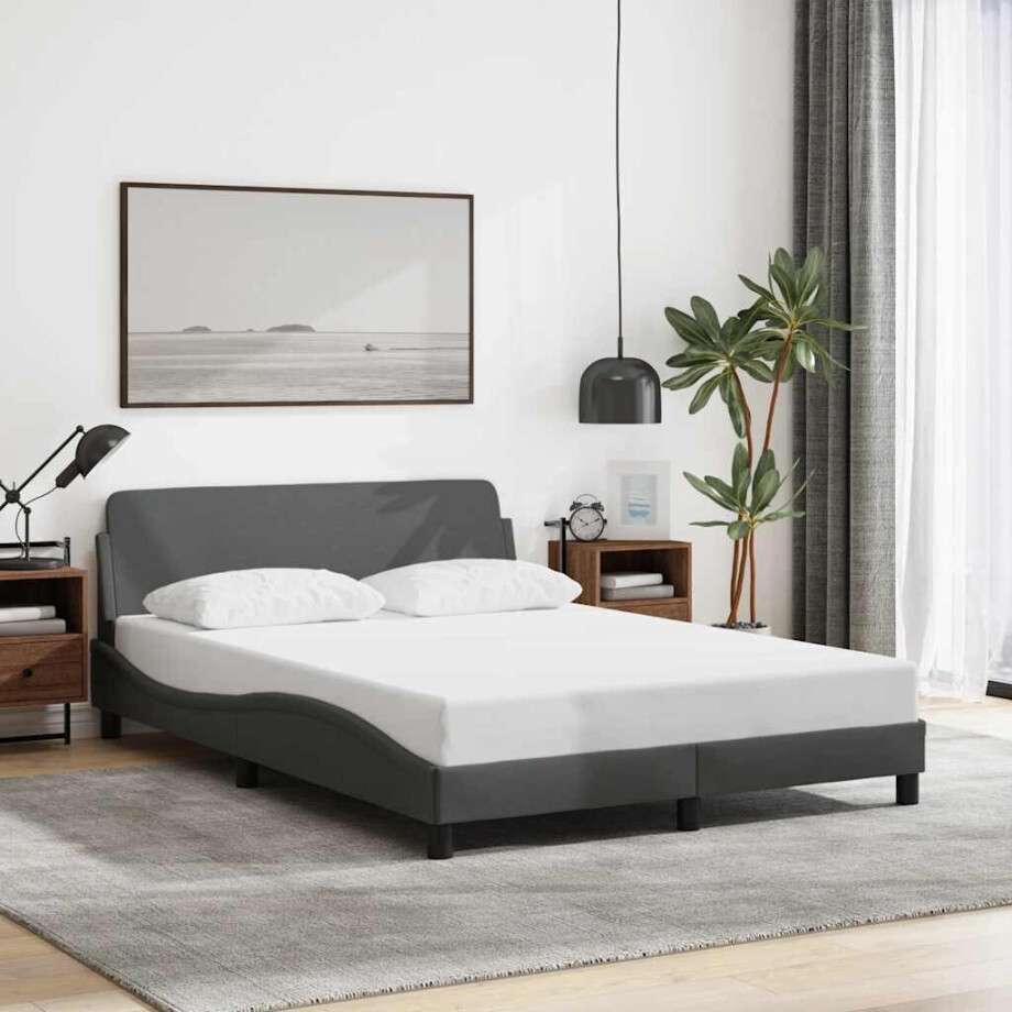 vidaXL Bedframe "Dover" stof donkergrijs 140x200 cm afbeelding 1
