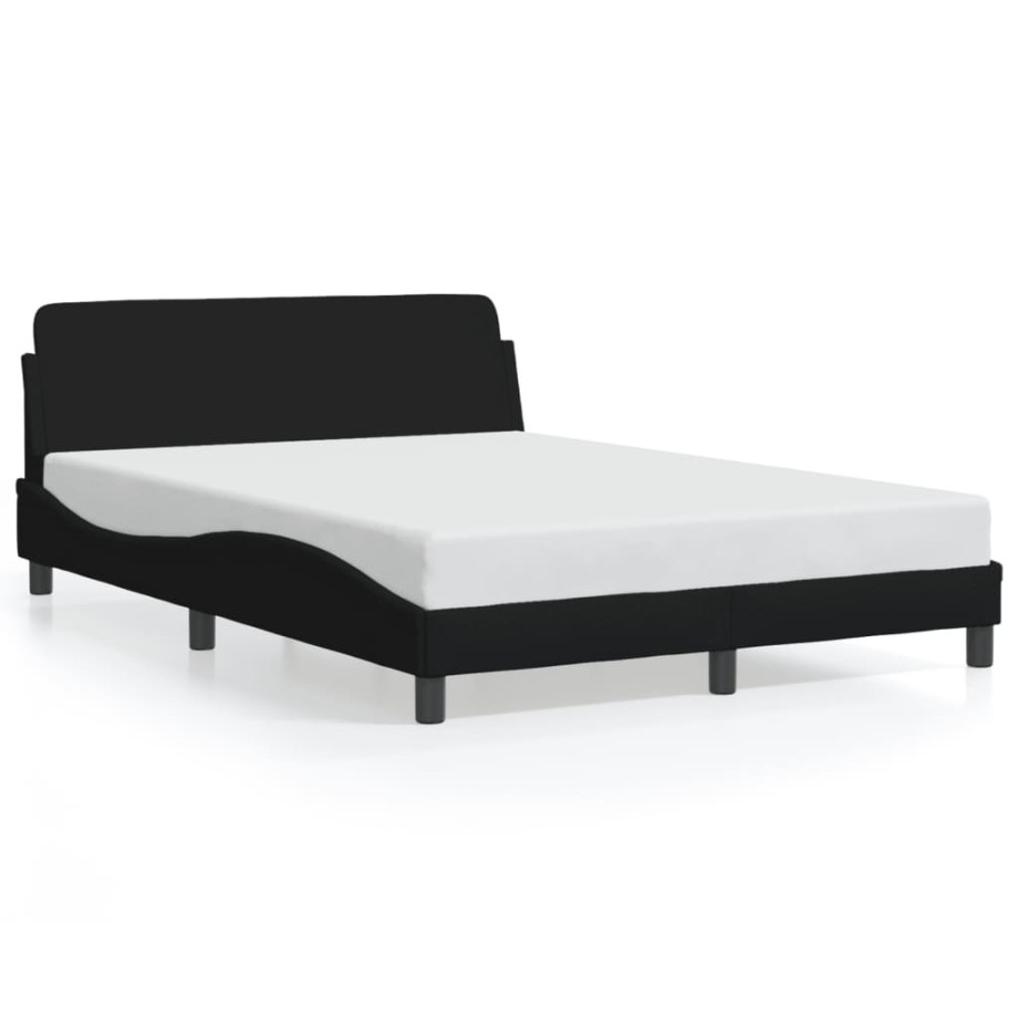 vidaXL Bedframe zonder matras stof zwart 140x200 cm afbeelding 1