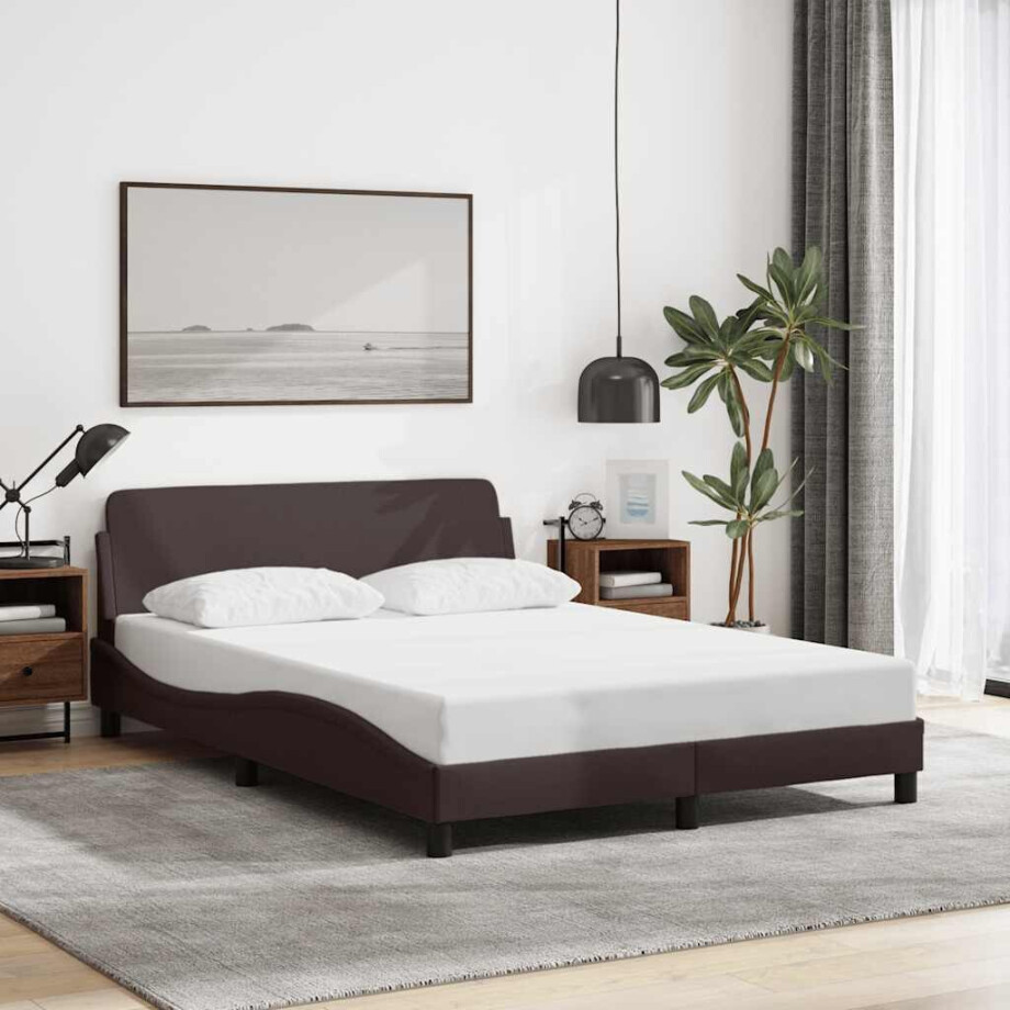 vidaXL Bedframe "Dover" stof donkerbruin 140x200 cm afbeelding 1