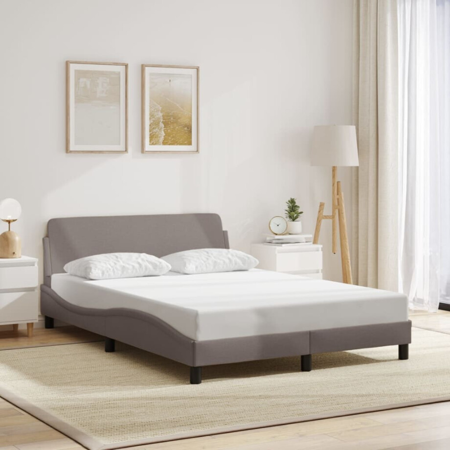 vidaXL Bedframe "Dover" stof taupe 140x200 cm vidaXL Bedframe "Dover" stof taupe 140x200 cm afbeelding 1