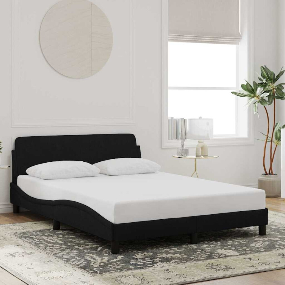 vidaXL Bedframe "Dover" 140x200 cm fluweel zwart afbeelding 1