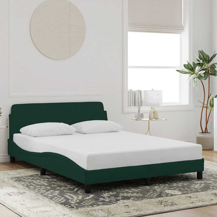 vidaXL Bedframe "Dover" 140x200 cm fluweel donkergroen afbeelding 1