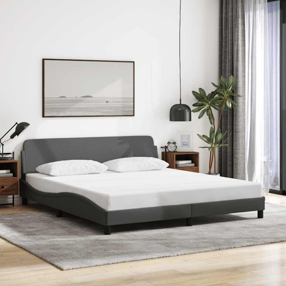 vidaXL Bedframe "Dover" stof donkergrijs 160x200 cm afbeelding 1