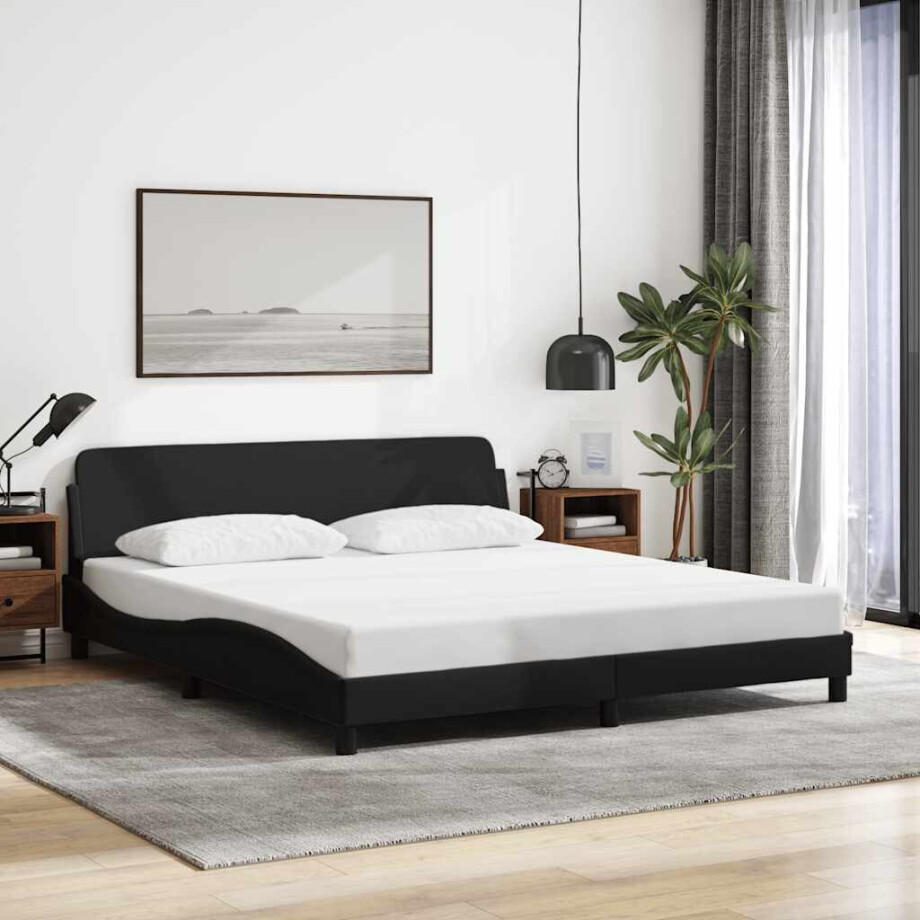 vidaXL Bedframe "Dover" stof zwart 160x200 cm afbeelding 1