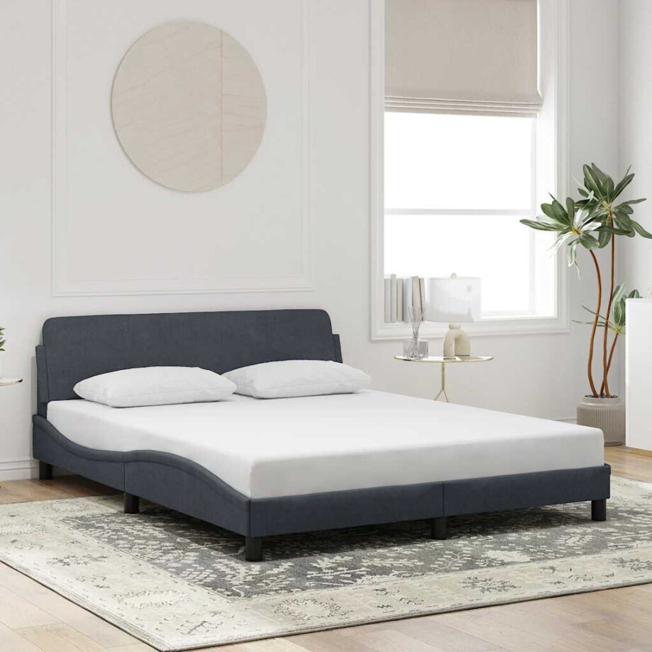 vidaXL Bedframe "Dover" 160x200 cm fluweel donkergrijs afbeelding 1