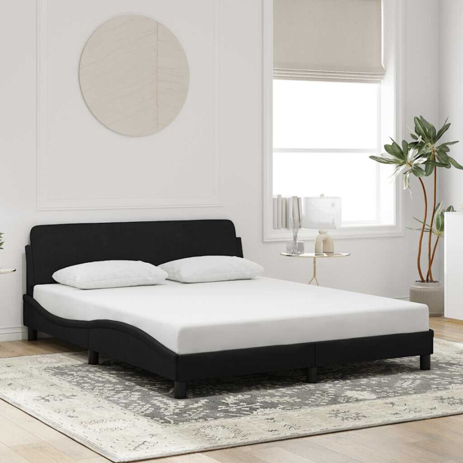 vidaXL Bedframe "Dover" 160x200 cm fluweel zwart afbeelding 1