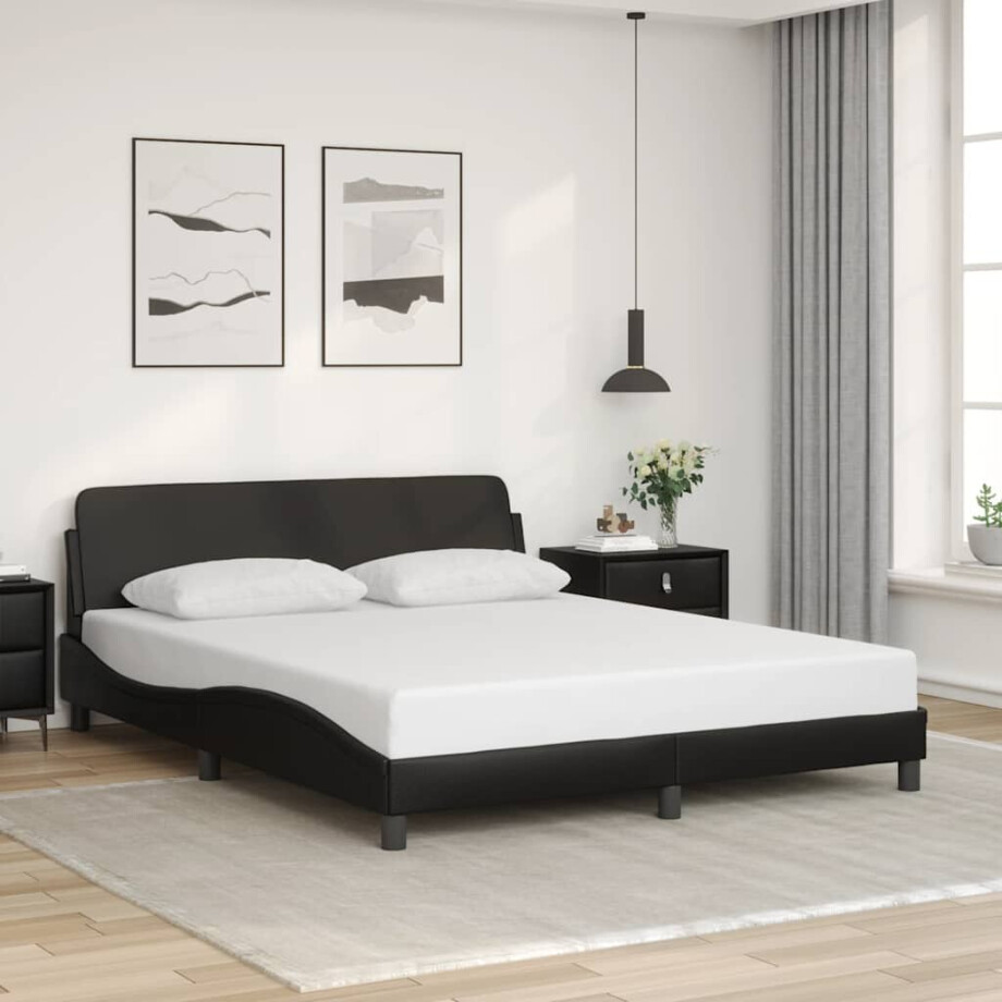 vidaXL Bedframe "Dover" kunstleer zwart 160x200 cm afbeelding 1