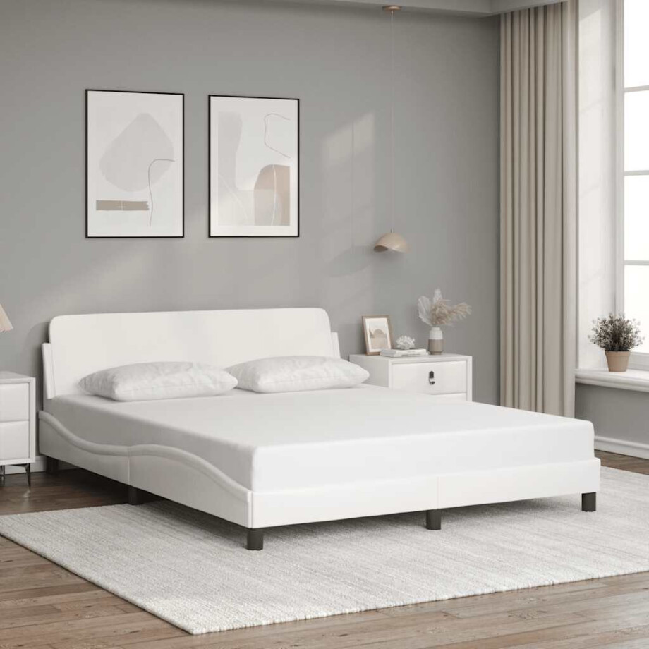 vidaXL Bedframe "Dover" kunstleer wit 160x200 cm afbeelding 1