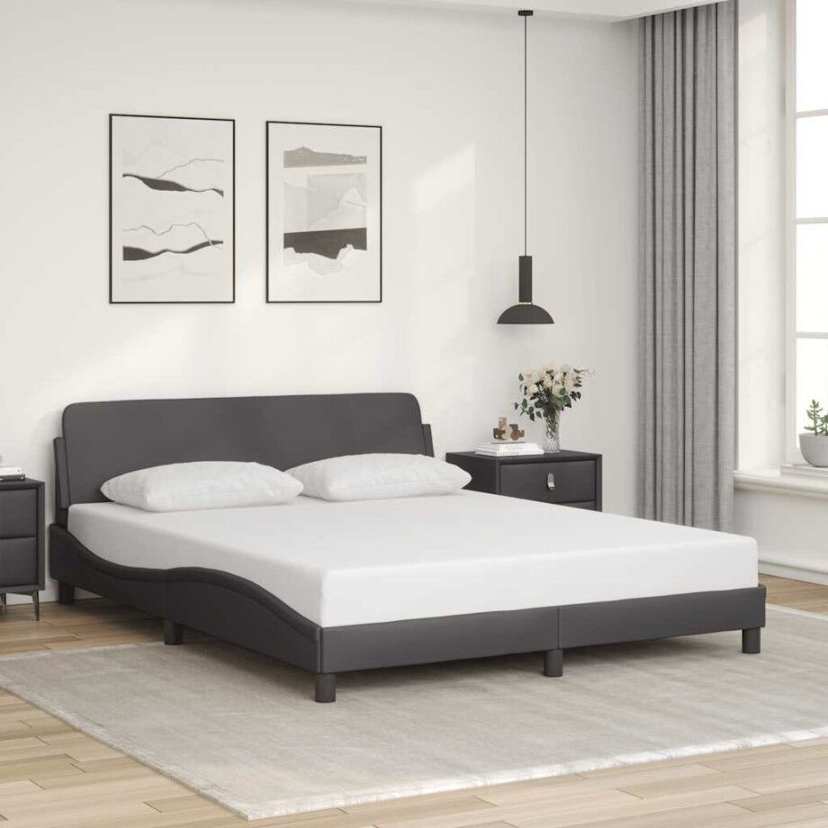 vidaXL Bedframe "Dover" kunstleer grijs 160x200 cm afbeelding 1