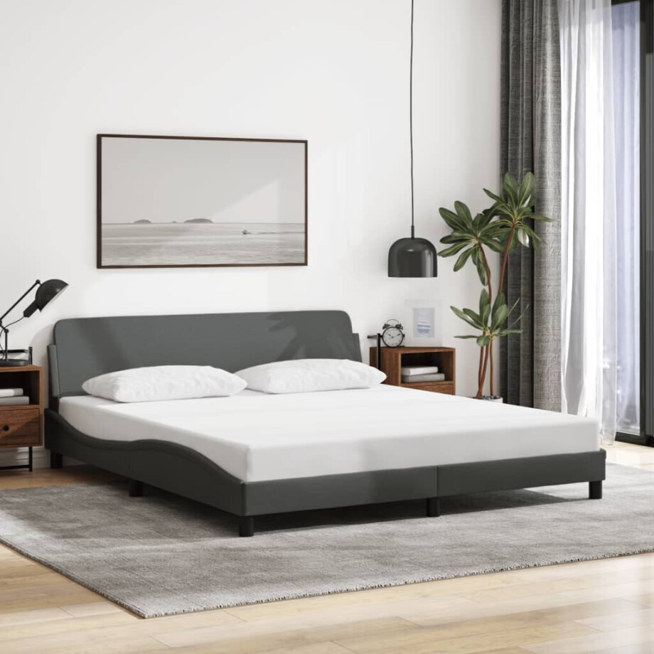 vidaXL Bedframe "Dover" stof donkergrijs 180x200 cm afbeelding 1