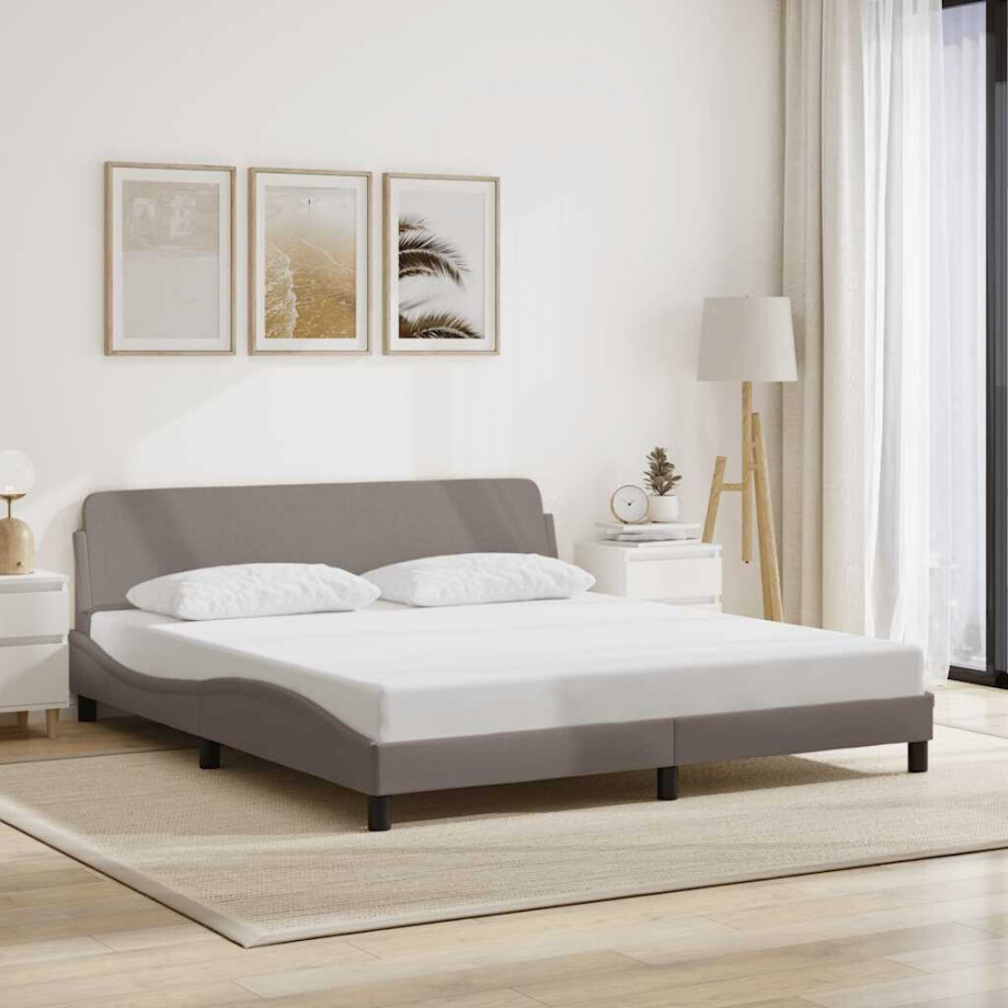 vidaXL Bedframe "Dover" stof taupe 180x200 cm vidaXL Bedframe "Dover" stof taupe 180x200 cm afbeelding 1