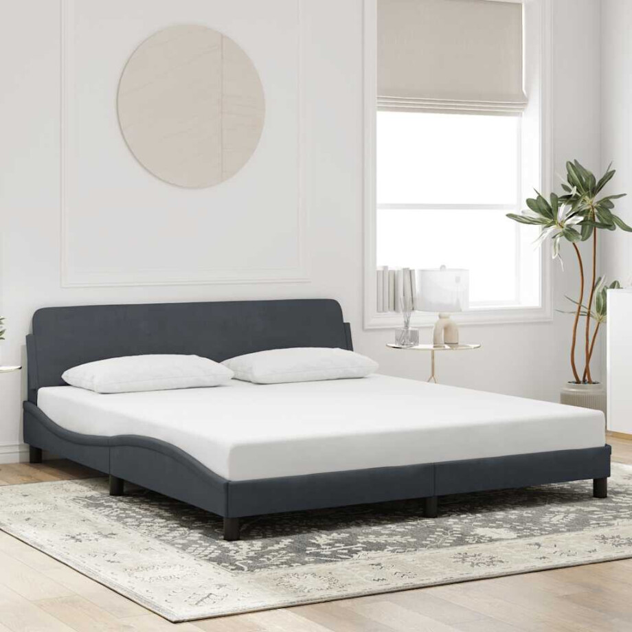 vidaXL Bedframe "Dover" 180x200 cm fluweel donkergrijs afbeelding 1