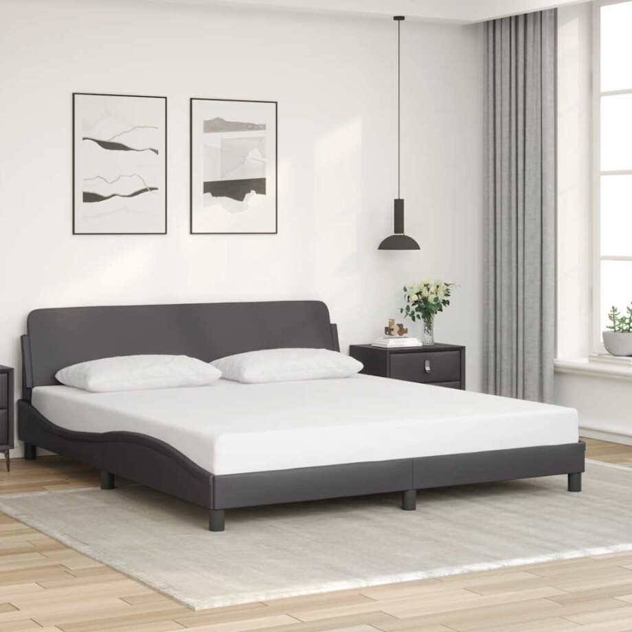 vidaXL Bedframe "Dover" kunstleer grijs 180x200 cm afbeelding 1