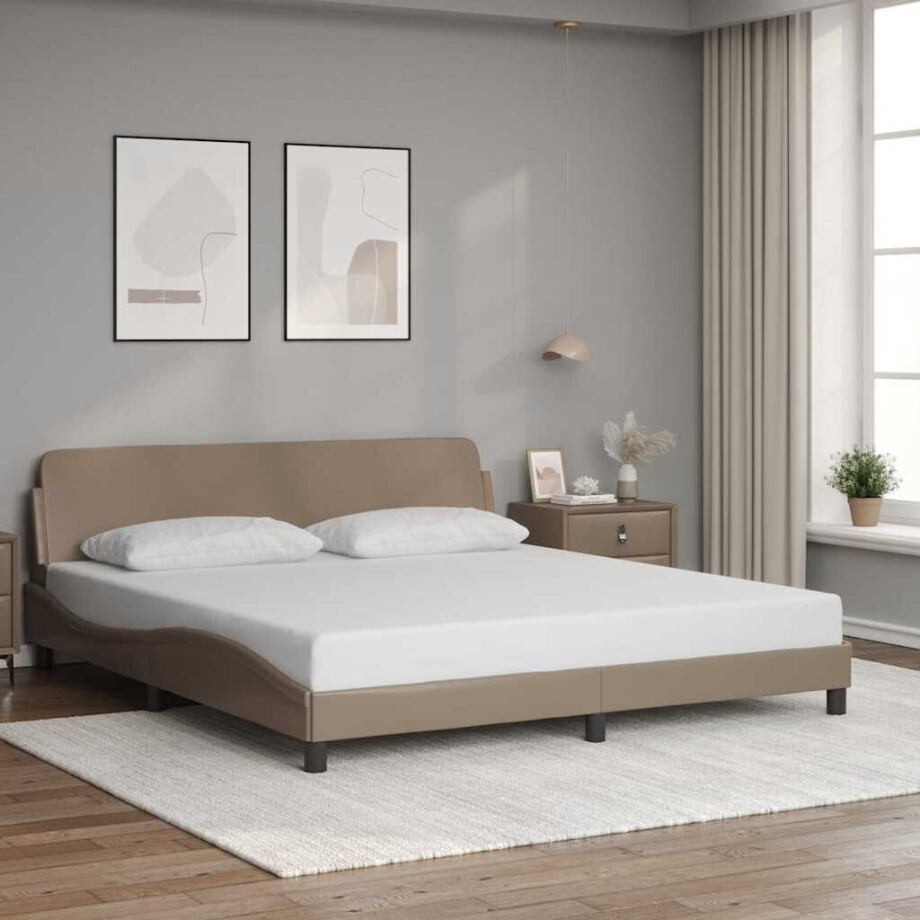 vidaXL Bedframe "Dover" kunstleer cappuccinokleurig 180x200 cm afbeelding 1