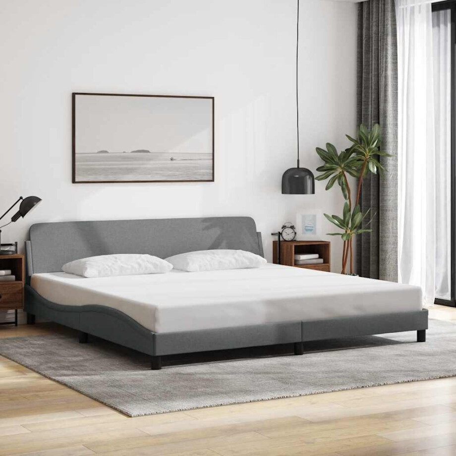 vidaXL Bedframe "Dover" stof lichtgrijs 200x200 cm afbeelding 1