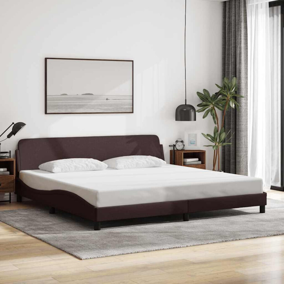 vidaXL Bedframe "Dover" stof donkerbruin 200x200 cm afbeelding 1