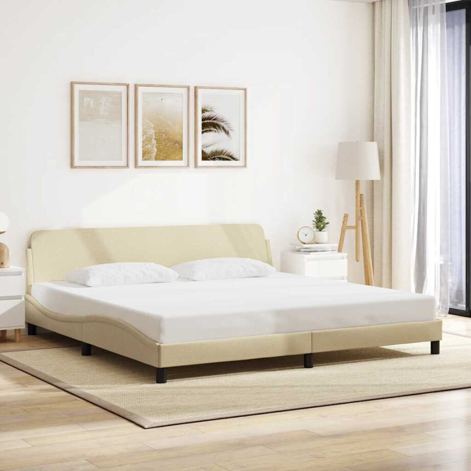 vidaXL Bedframe "Dover" stof crèmekleurig 200x200 cm afbeelding 1