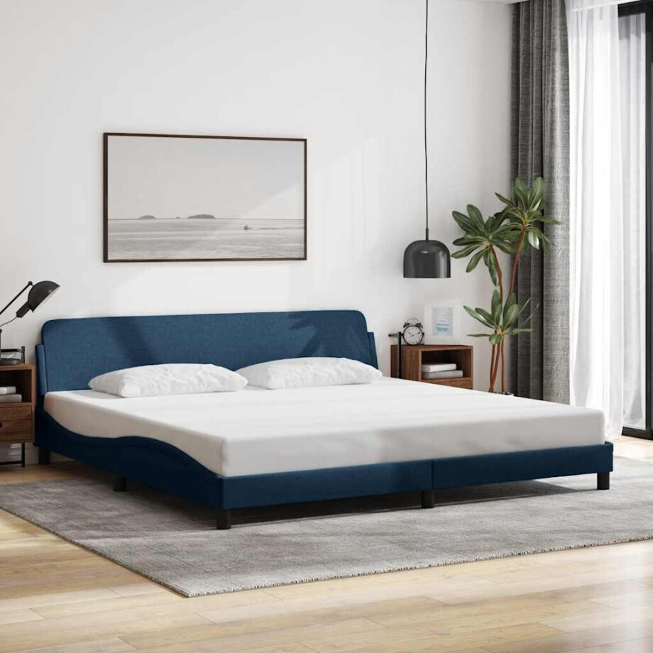 vidaXL Bedframe "Dover" stof blauw 200x200 cm afbeelding 1